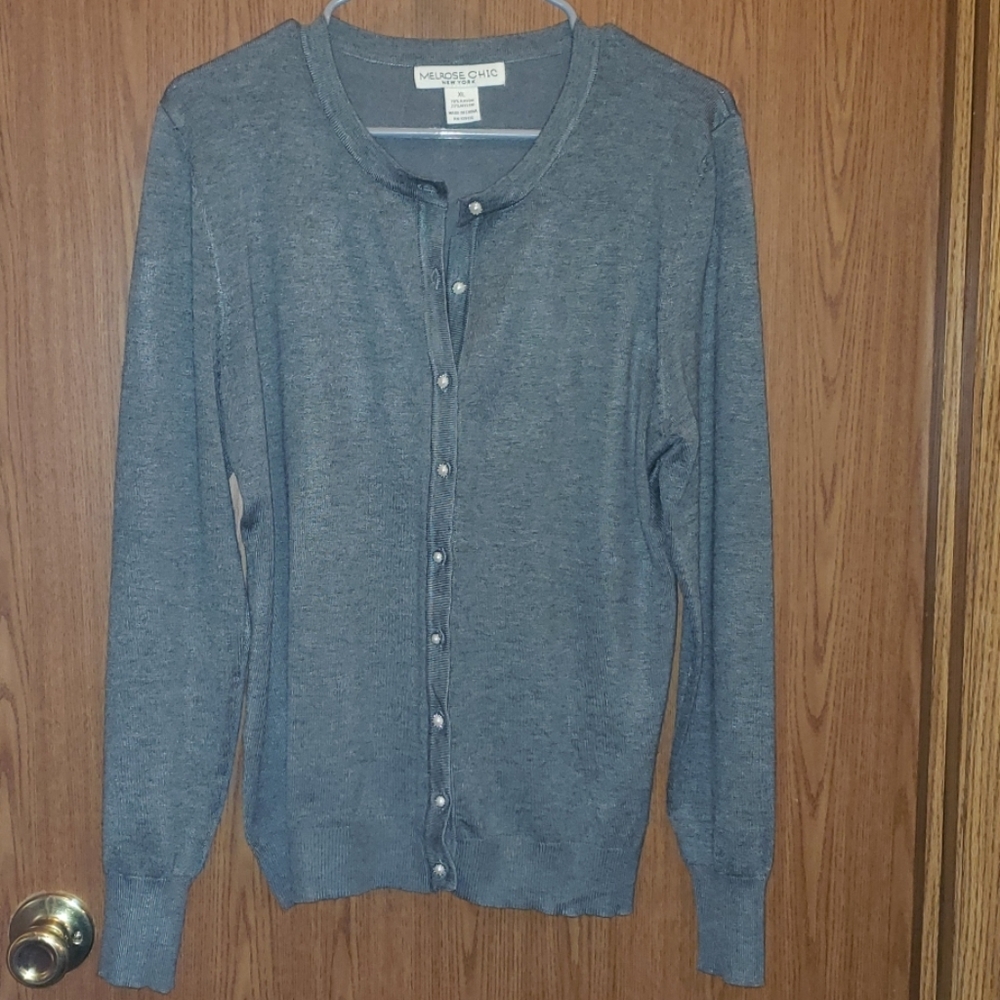 Melrose Chic XL Grey button up sweater